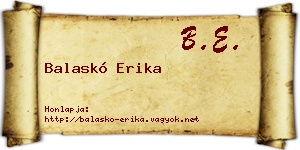 Balaskó Erika névjegykártya